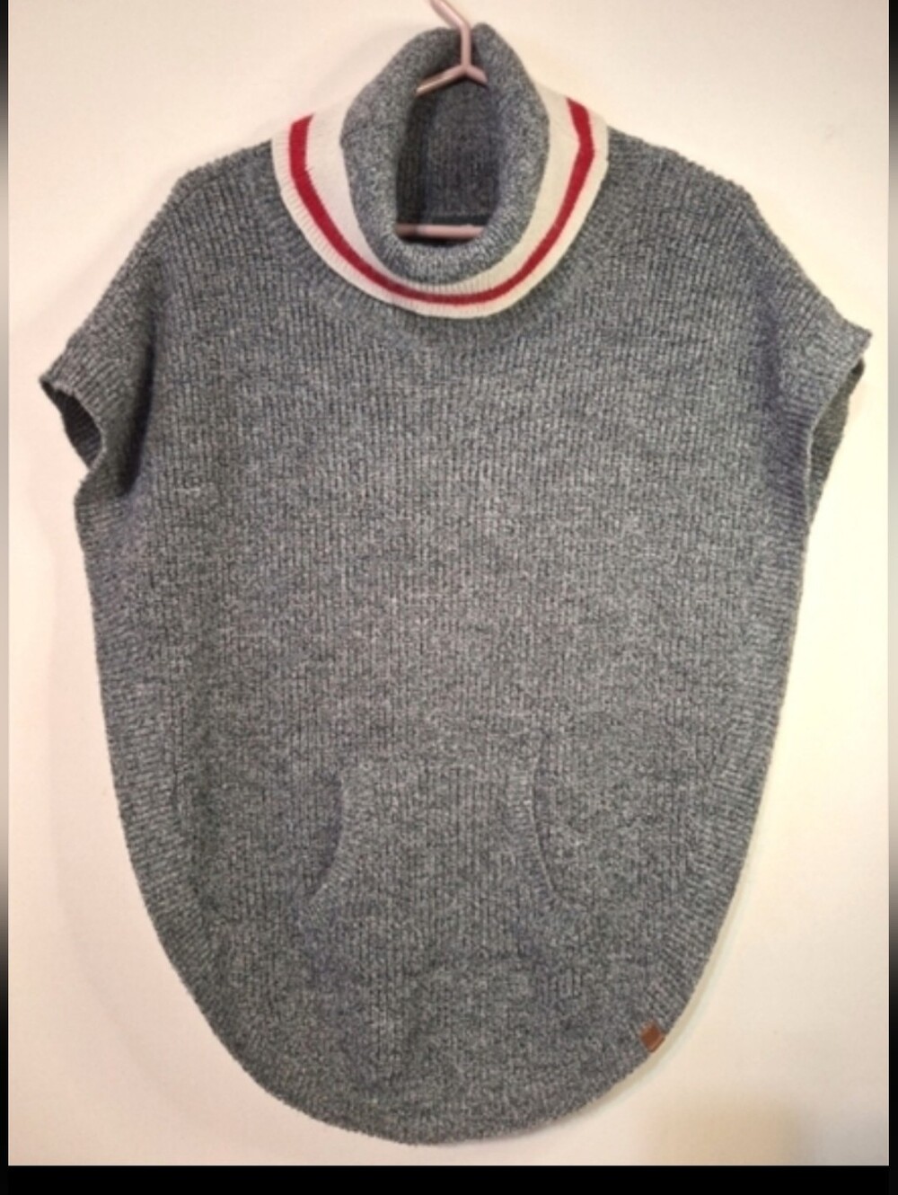 Roots Cabin Salt Pepper Knit Turtleneck Poncho Vintage Y2K Kids L/XL Adult S/M - Picture 2 of 11